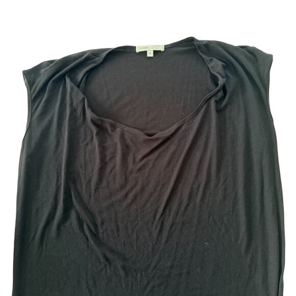 Vince Womens Black Sleeveless Tank Top Medium Rayon Blend Scoop Neck - Picture 3 of 5